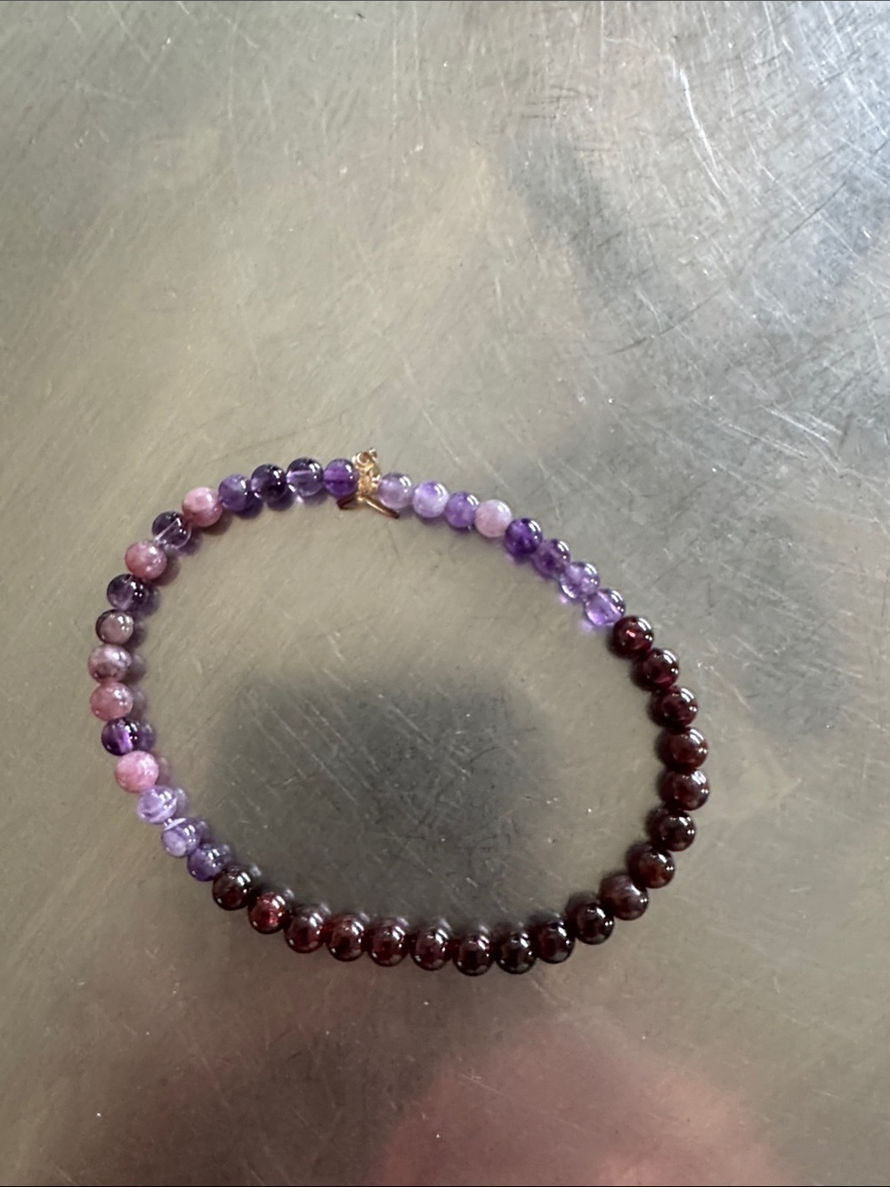 Amethyst and Garnet Beaded Women's Bracelet - Purple and Deep Red